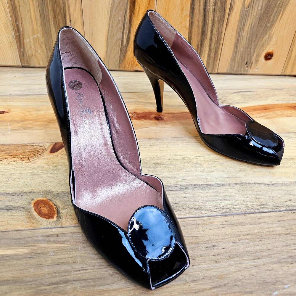 Romilly Jane Elegant Luxe Patent Leather Peep Toe Heels